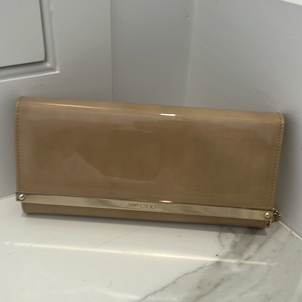 Authentic Jimmy Choo nude leather evening bag. Just like new.